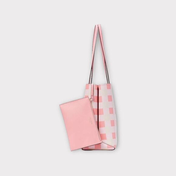 Kate Spade Pink Bag New York All Day Large Tote, Grapefruit Soda Gingham - Picture 4 of 10